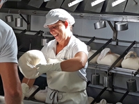 Dando forma al queso D.O.P. Mahn-Menorca con el pao y la cuerda