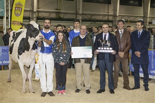 Vaca Gran Campeona de Galicia junto a autoridades