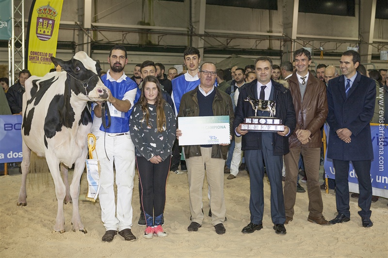 Vaca Gran Campeona de Galicia junto a autoridades