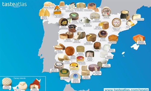 Mapa de los quesos de Espaa, Europa y del mundo