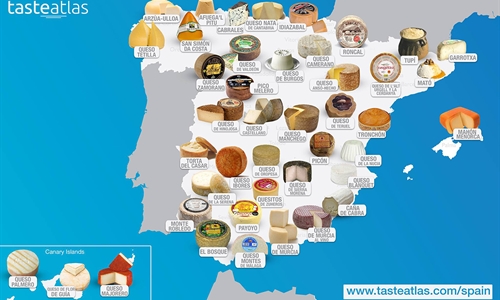 Mapa de los quesos de Espaa, Europa y del mundo