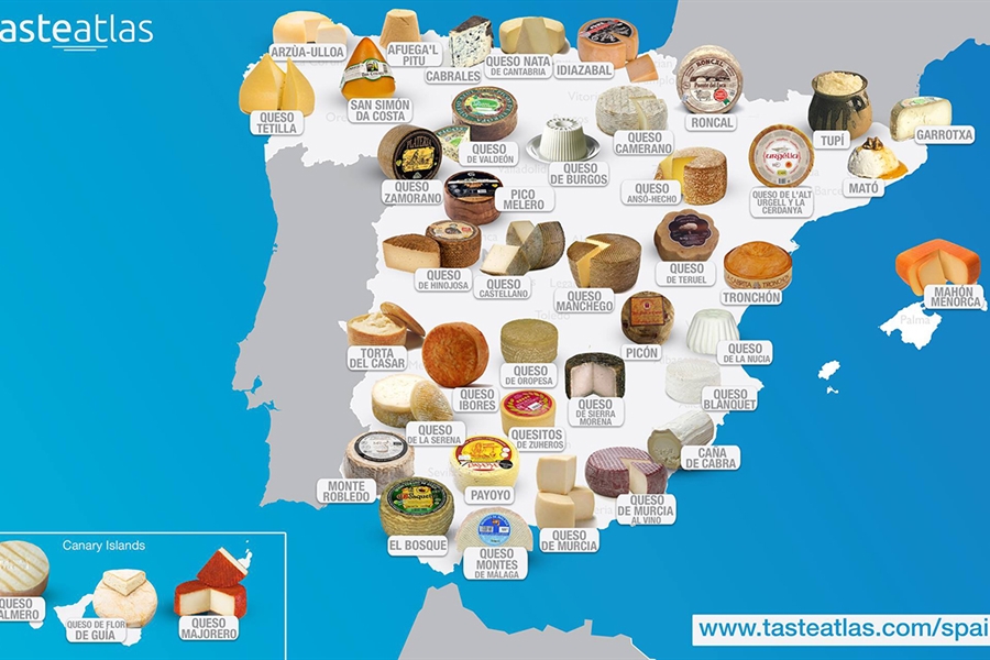Mapa de los quesos de Espaa, Europa y del mundo