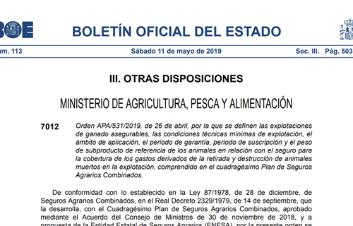 El BOE publica los seguros de retirada de animales muertos en...