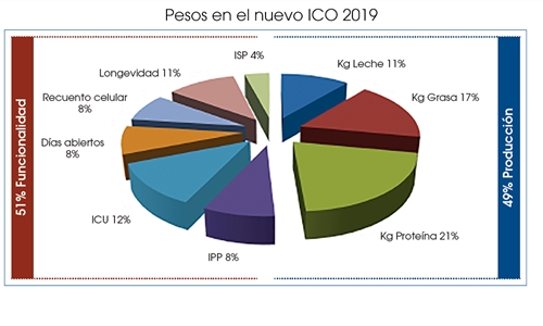 Pesos en el nuevo ICO 2019 para la raza frisona española