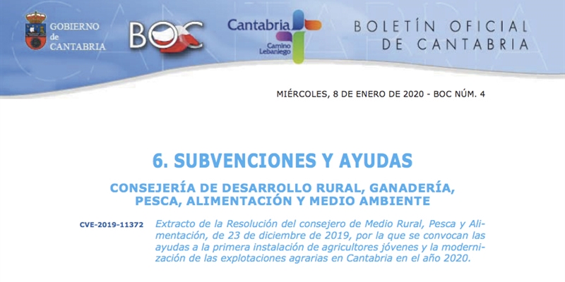 Cantabria convoca ayudas para explotaciones agrícolas y ganaderas por valor de 6,7 millones de euros