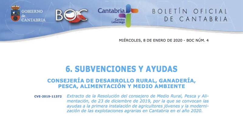 Cantabria convoca ayudas para explotaciones agrcolas y ganaderas por valor de 6,7 millones de euros