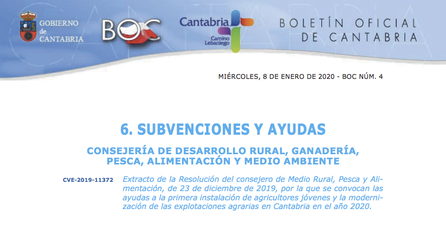 Cantabria convoca ayudas para explotaciones agrícolas y ganaderas por...