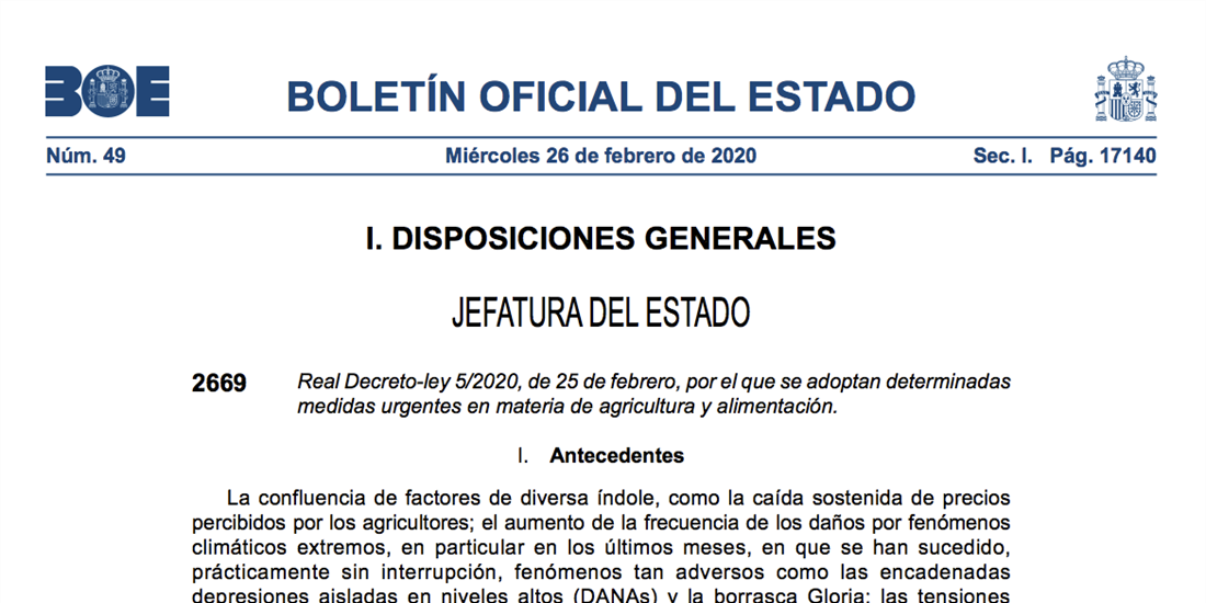 El BOE publica hoy el Real Decreto-Ley 5/2020 de medidas urgentes en...