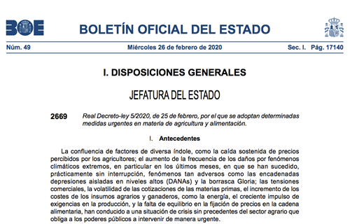 El BOE publica hoy el Real Decreto-Ley 5/2020 de medidas urgentes en...