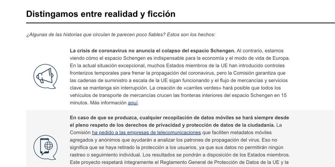 La Unin Europea lanza una web contra los bulos sobre el coronavirus