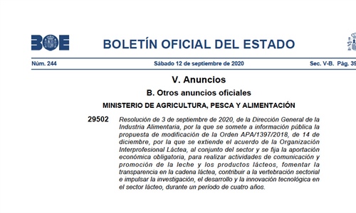 Sometida a informacin pblica la extensin de acuerdo en el sector lcteo