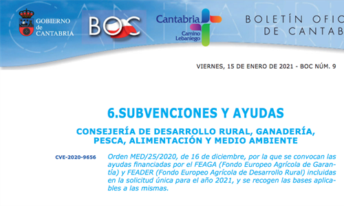 Cantabria convoca ayudas de complemento de rentas de agricultores y...