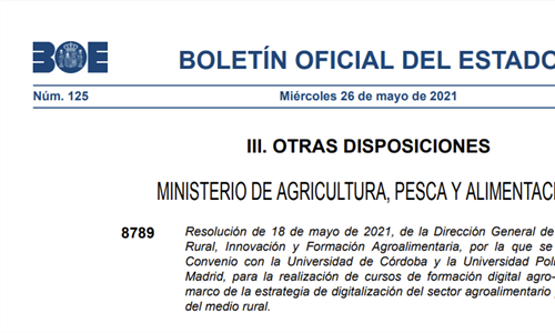 El BOE publica un convenio MAPA-Universidades para formacin digital...