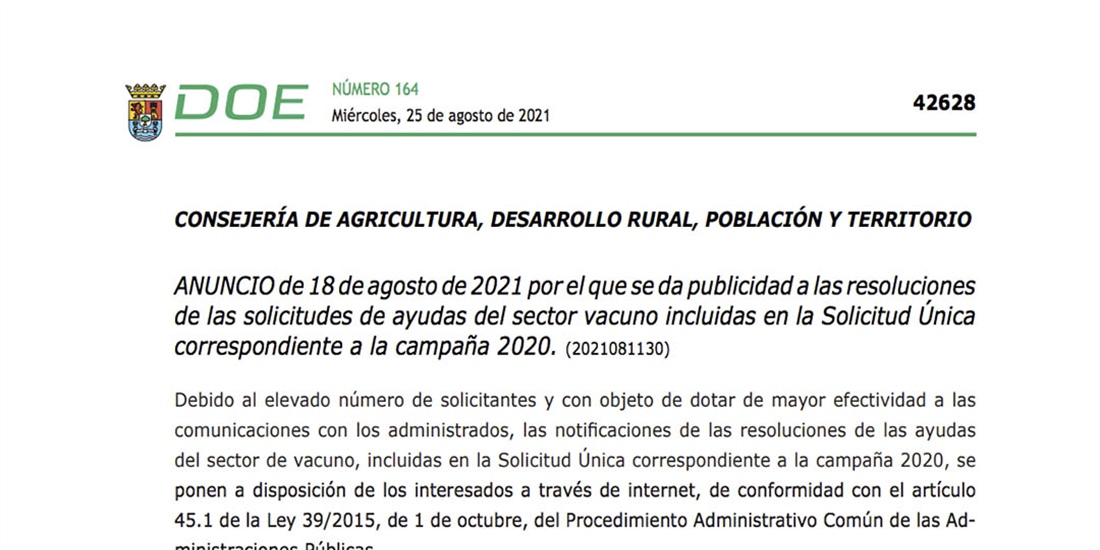 Extremadura publica las resoluciones de ayudas al sector vacuno...
