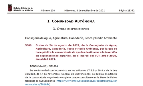 Murcia destina 11 millones de euros para modernizar explotaciones...