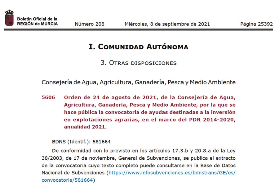 Murcia destina 11 millones de euros para modernizar explotaciones...