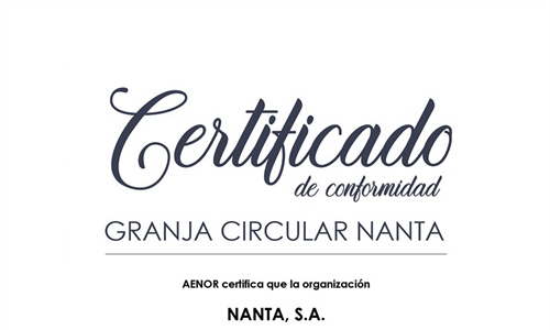 Aenor respalda el sello Granja Circular de Nanta