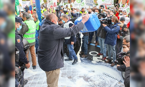 Concentracin de ganaderos ante Lactalis en Madrid