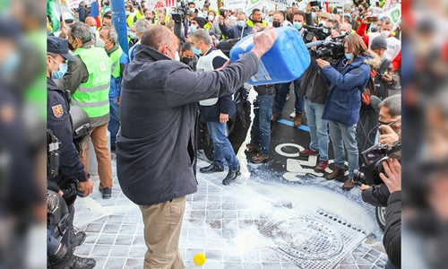 Concentracin de ganaderos ante Lactalis en Madrid