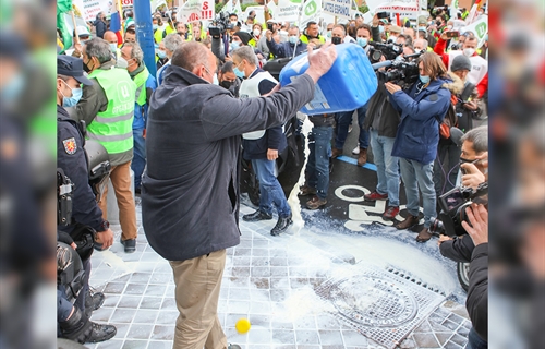 Concentracin de ganaderos ante Lactalis en Madrid