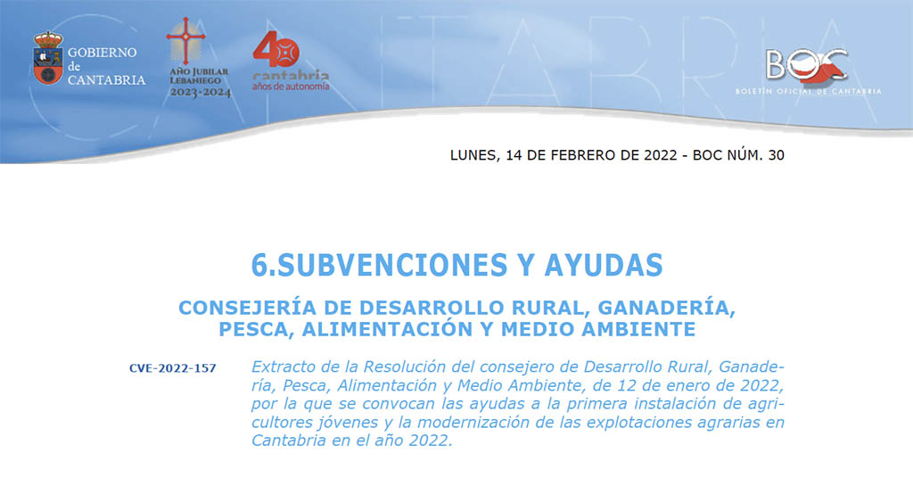 Cantabria destina 7,4 millones para ayudas a jvenes agricultores y a...