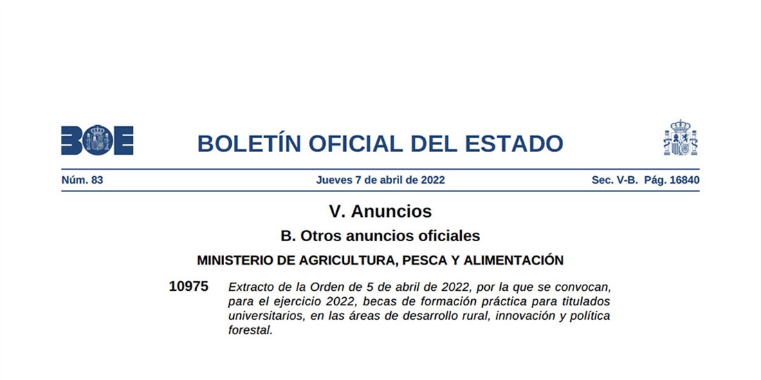 El Ministerio de Agricultura convoca becas para formar en desarrollo...