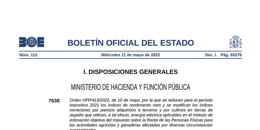Publicada la orden de mdulos IRPF 2021 que recoge las reducciones a...