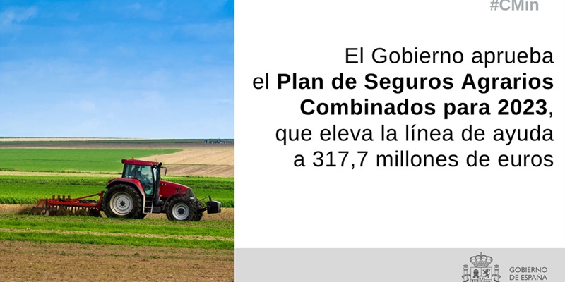 El Gobierno aprueba el Plan de Seguros Agrarios Combinados para 2023, que eleva la lnea de ayuda a 317,7 millones de euros