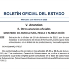 El BOE publica dos convocatorias de becas de formacin en agricultura y ganadera