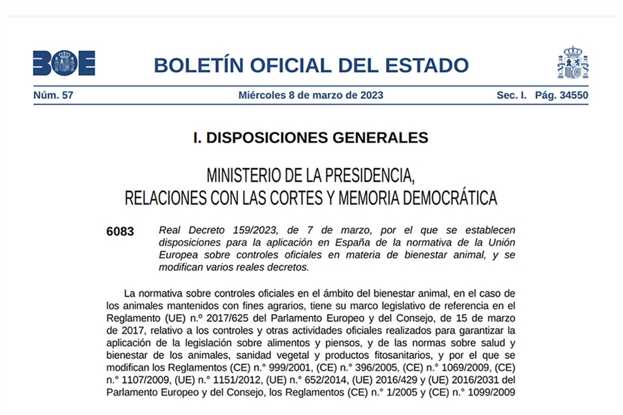 Publicada en el BOE la nueva normativa para mejorar el bienestar animal...