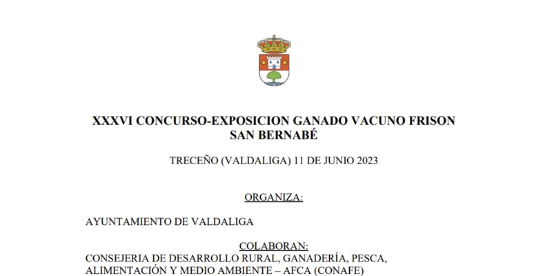 XXXV Concurso Exposicin de Ganado Vacuno Frisn San Bernab Treceo 2023