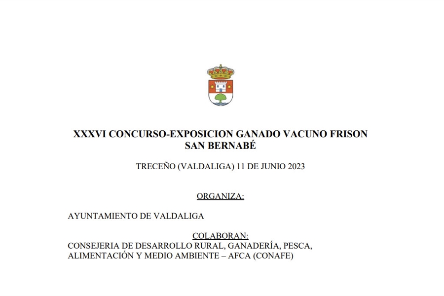 XXXV Concurso Exposicin de Ganado Vacuno Frisn San Bernab Treceo 2023