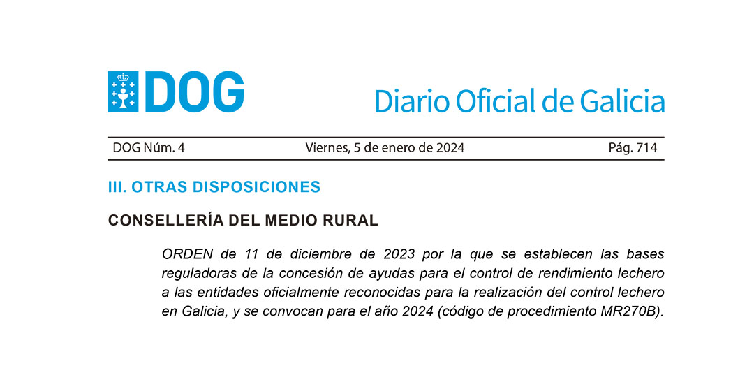 La Xunta convoca 750.000 euros en ayudas para apoyar el control lechero...