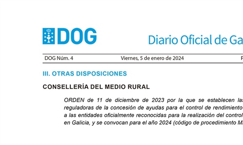 La Xunta convoca 750.000 euros en ayudas para apoyar el control lechero...