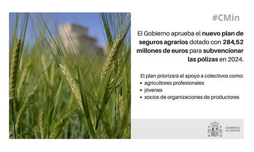 Aprobado el nuevo plan de seguros agrarios, dotado con 284,52 millones...