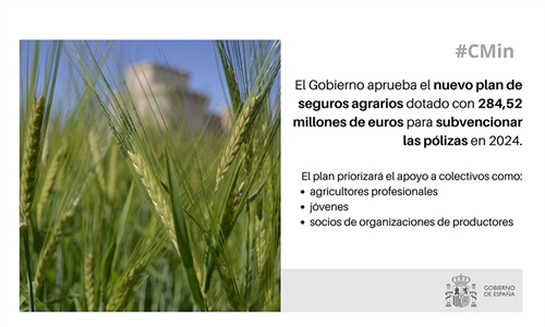 Aprobado el nuevo plan de seguros agrarios, dotado con 284,52 millones...