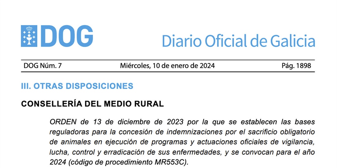 La Xunta de Galicia publica la orden de indemnizaciones por el...