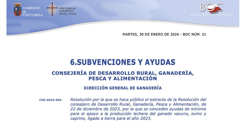 Casi 600 ganaderos cntabros reciben ayudas de apoyo a la produccin lechera