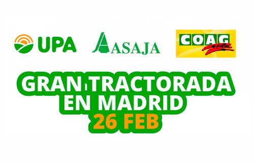 Asaja, COAG y UPA llevarán los tractores el lunes hasta la sede de la...