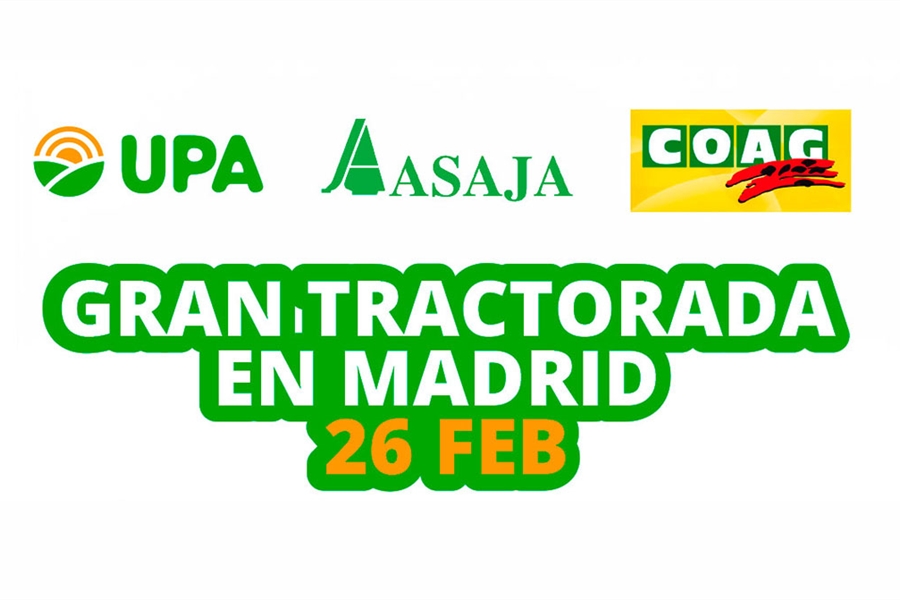 Asaja, COAG y UPA llevarán los tractores el lunes hasta la sede de la...