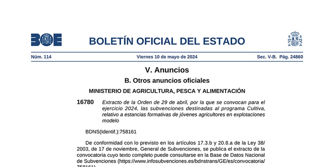 El Ministerio de Agricultura, Pesca y Alimentacin convoca las ayudas...