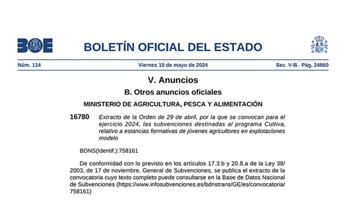 El Ministerio de Agricultura, Pesca y Alimentacin convoca las ayudas...