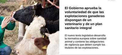 El Gobierno aprueba la voluntariedad de que las ganaderas dispongan de un veterinario y de un plan sanitario integral