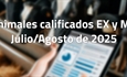 Animales calificados EX y MB en julio y agosto de 2025