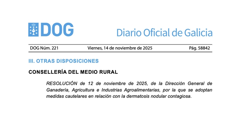 Galicia mantiene la suspensin de ferias y concursos de ganado frente a la dermatosis nodular contagiosa hasta el 30 de noviembre