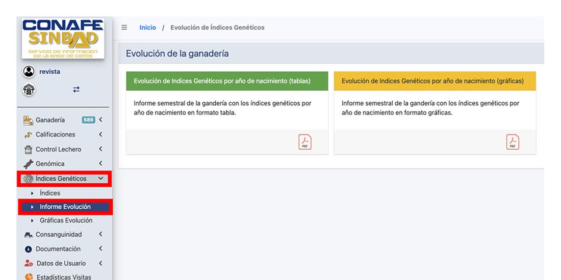 Ya est�n disponibles en SINBAD los informes de �ndices gen�ticos de las...