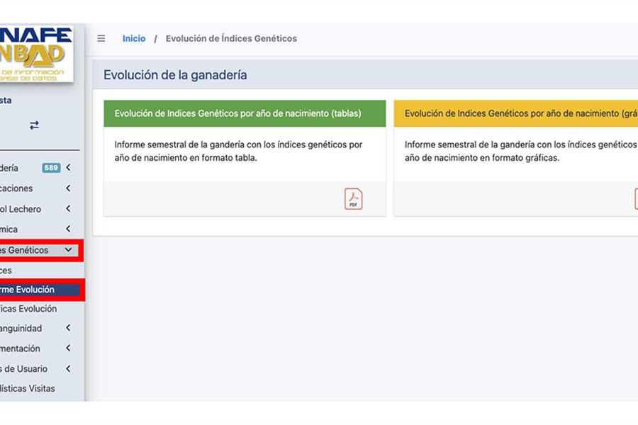 Ya est�n disponibles en SINBAD los informes de �ndices gen�ticos de las...