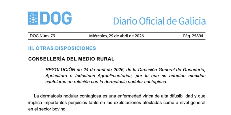 La Xunta prorroga las medidas preventivas ante la dermatosis nodular contagiosa para proteger la caba�a bovina de Galicia