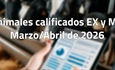 Animales calificados EX y MB en marzo y abril de 2026
