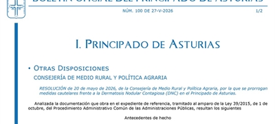 Asturias prorroga hasta el 31 de julio las medidas de prevenci�n frente a la dermatosis nodular contagiosa